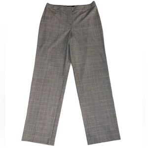 EUC St. John Wool Spandex Stretch Trouser Dress Pant Black Cream Plaid Size 12